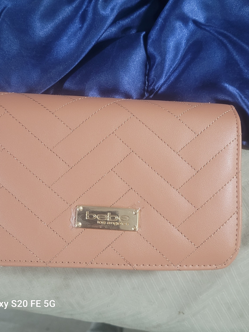 bebe Quilted Pink Women's Wallet with Gold Logo